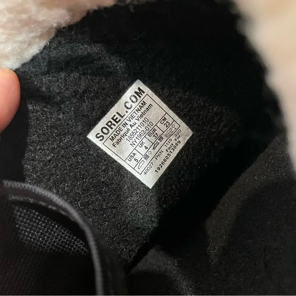 SOREL Womens 1962-010 PAC NYLON Black Ancient Waterproof Sherpa Snow Boots US7 - Picture 8 of 9
